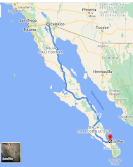RV trip to Mexico map